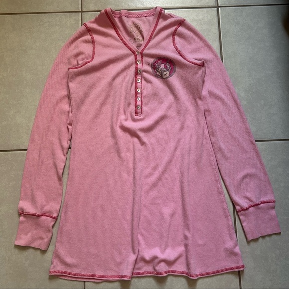 Y2K vintage Victoria's Secret PINK cotton thermal nightshirt - Picture 2 of 13